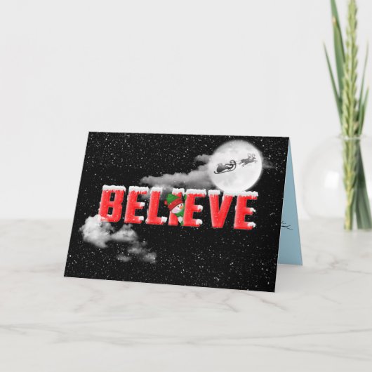 Weihnachten BELIEVE mit Weihnachten und Schlitten  Karte (Vorderseite)