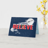 Weihnachten BELIEVE mit Weihnachten und Schlitten Karte (Gelbe Blume)