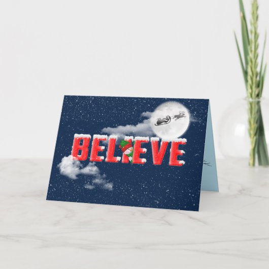 Weihnachten BELIEVE mit Weihnachten und Schlitten Karte (Vorderseite)