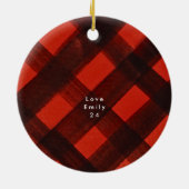 Weihnachten bemalt Red Black Tartan Urlaub Kariert Keramik Ornament (Hinten)