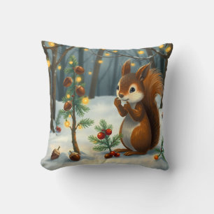 Weihnachten bereit mit dem roten Eichhörnchen im W Kissen