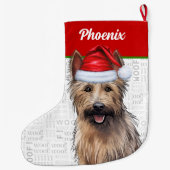 Weihnachten Berger Picard mit dem Namen des Hundes Großer Weihnachtsstrumpf (Rückseite)