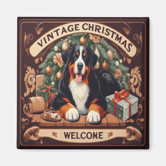 Weihnachten Berner Berg Hund Willkommen Magnet (Vorne)