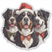 Weihnachten Berner Hunde Aufkleber (Vorderseite)