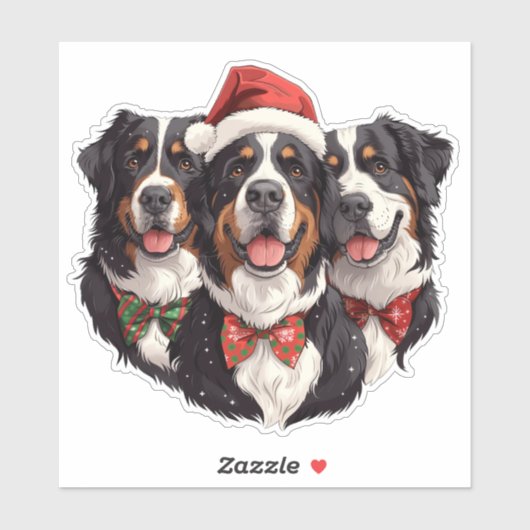 Weihnachten Berner Hunde Aufkleber (Blatt)