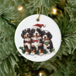 Weihnachten Berner Hunde Keramik Ornament