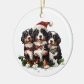 Weihnachten Berner Hunde Keramik Ornament (Links)