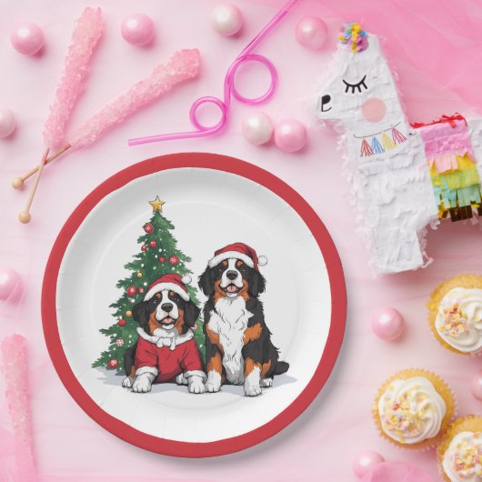 Weihnachten Berner Hunde Pappteller (Party)