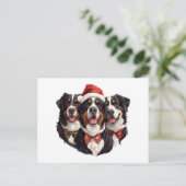 Weihnachten Berner Hunde Postkarte (Stehend Vorderseite)