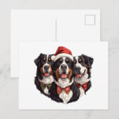 Weihnachten Berner Hunde Postkarte (Vorne/Hinten)