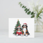 Weihnachten Berner Hunde Postkarte (Stehend Vorderseite)