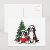 Weihnachten Berner Hunde Postkarte (Vorne/Hinten)