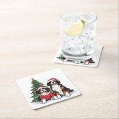 Weihnachten Berner Hunde Rechteckiger Pappuntersetzer (Vor Ort)
