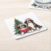 Weihnachten Berner Hunde Rechteckiger Pappuntersetzer (angewinkelt)