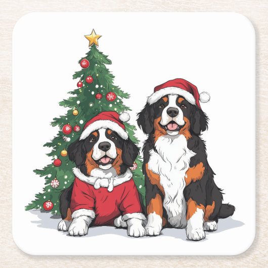 Weihnachten Berner Hunde Rechteckiger Pappuntersetzer (Vorderseite)