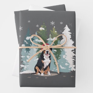 Weihnachten Berner Sennenhund Mutter Welpe Winter  Geschenkpapier Set