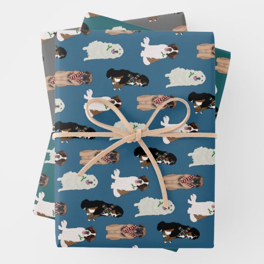 Weihnachten Bernese Leonberger St Bernard Pyrenäen Geschenkpapier Set (Beispiel)