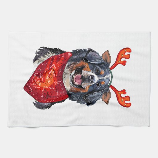 Weihnachten Bernese Mountain Dog Badetuch Geschirrtuch (Horizontal)