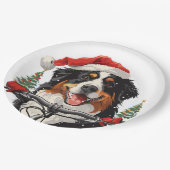 Weihnachten Bernese Mountain Dog Biking Pappteller (Schrägansicht)