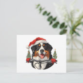 Weihnachten Bernese Mountain Dog Biking Postkarte (Stehend Vorderseite)