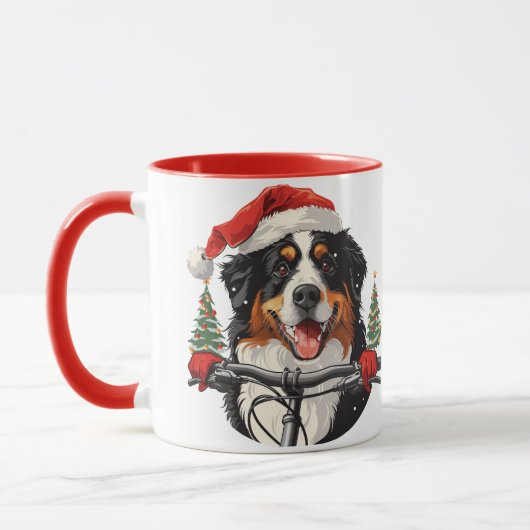 Weihnachten Bernese Mountain Dog Biking Tasse (Links)