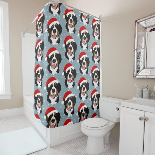 Weihnachten Bernese Mountain Dog Duschvorhang (Beispiel)