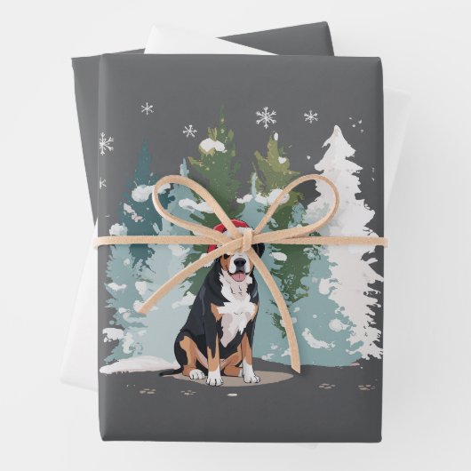 Weihnachten Bernese Mountain Dog Mama Welpe Winter Geschenkpapier Set (Beispiel)