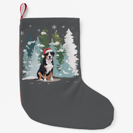 Weihnachten Bernese Mountain Dog Mama Welpe Winter Kleiner Weihnachtsstrumpf (Vorderseite)