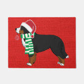 Weihnachten Bernese Mountain Dog Red Burlap Fußmatte (Vorderseite)