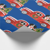 Weihnachten Bernese Mountain Hunde Red Truck Blue Geschenkpapier (Ecke)