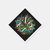 WEIHNACHTEN Berries Greenery am Schwarzen Weihnach Serviette (Ecke)
