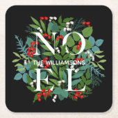 WEIHNACHTEN Berries Greenery Holiday Black Rechteckiger Pappuntersetzer (Vorderseite)