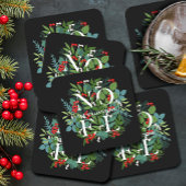 WEIHNACHTEN Berries Greenery Holiday Black Rechteckiger Pappuntersetzer