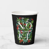 WEIHNACHTEN Berries Greenery Personalisiert Black Pappbecher (Rückseite)