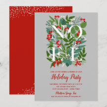 WEIHNACHTEN Berries Grün Weihnachten Party Einladu