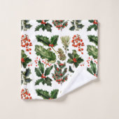 Weihnachten Berries Holly Verlasse. Weihnachtsberr Badhandtuch Set (Waschlappen)