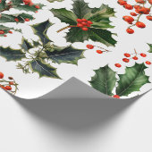 Weihnachten Berries Holly Verlasse. Weihnachtsberr Geschenkpapier (Ecke)