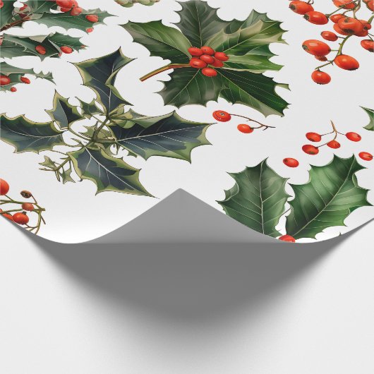 Weihnachten Berries Holly Verlasse. Weihnachtsberr Geschenkpapier (Ecke)