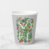 WEIHNACHTEN Berries und Grüne Weihnachten Pappbecher (Rückseite)