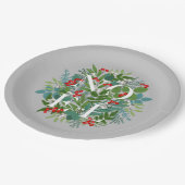 WEIHNACHTEN Berries und Grüne Weihnachten Pappteller (Schrägansicht)
