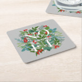 WEIHNACHTEN Berries und Grüne Weihnachten Rechteckiger Pappuntersetzer (angewinkelt)