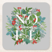 WEIHNACHTEN Berries und Grüne Weihnachten Rechteckiger Pappuntersetzer (Vorderseite)