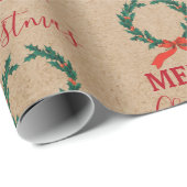 Weihnachten Berry Wreath Holiday Kraft Geschenkpapier (Rolleneckpunkt)