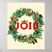 Weihnachten Berry Wreath Joy French Poster (Vorne)