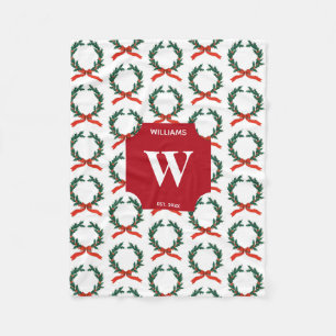 Weihnachten Berry Wreath Urlaub Mit Monogramm Fleecedecke