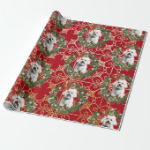 Weihnachten Bichon Frise auf Red Snowflake Hinterg Geschenkpapier (Ungerollt)