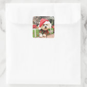 Weihnachten - Bichon Frise - Daisy Quadratischer Aufkleber (Tasche)