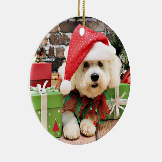 Weihnachten - Bichon Frise - Gänseblümchen Keramik Ornament (Rechts)