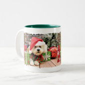 Weihnachten - Bichon Frise - Gänseblümchen Zweifarbige Tasse (Vorderseite Links)