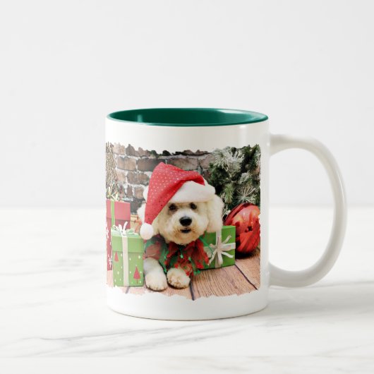 Weihnachten - Bichon Frise - Gänseblümchen Zweifarbige Tasse (Rechts)